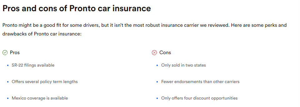 Assurance of Pronto Insurance